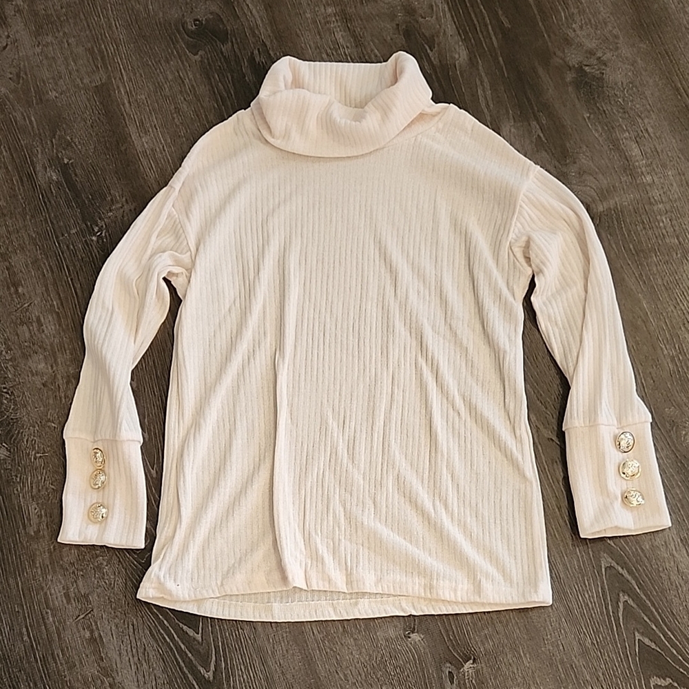 NWT Cream Turtleneck Sweater with Button Cuffs